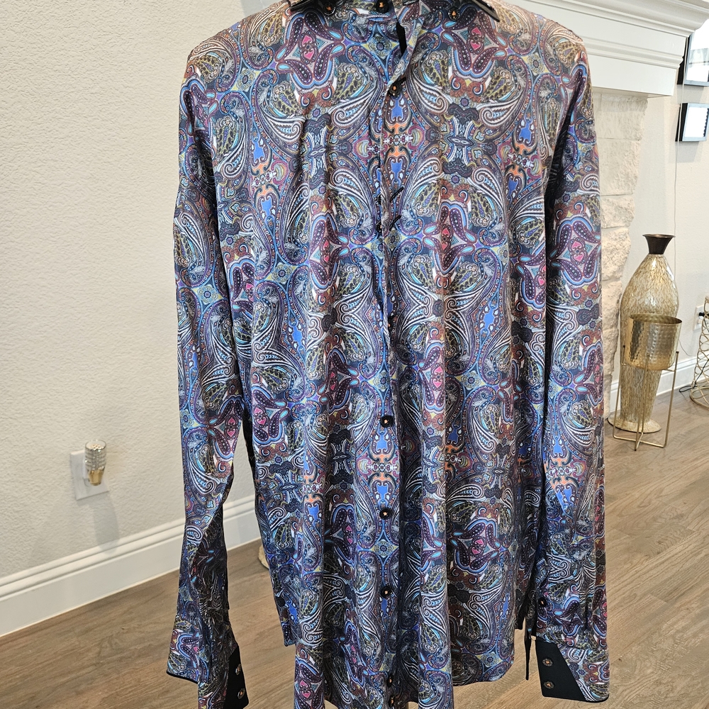 European Luxury Men's Paisley Long Sleeve Shirt